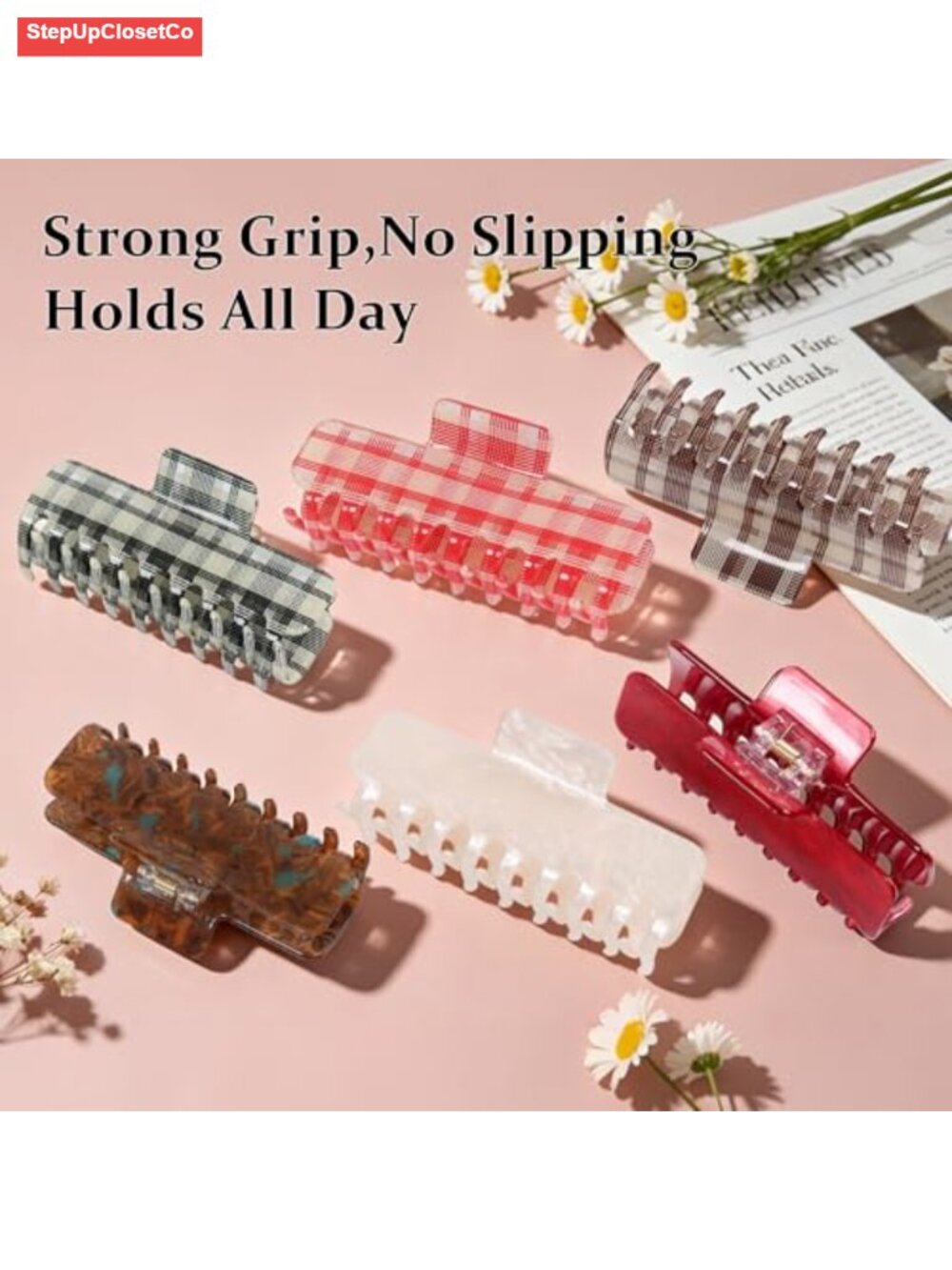Large Acetate Hair Clips for Thick Hair, Strong Hold Claw Clip - Picture 5 of 6